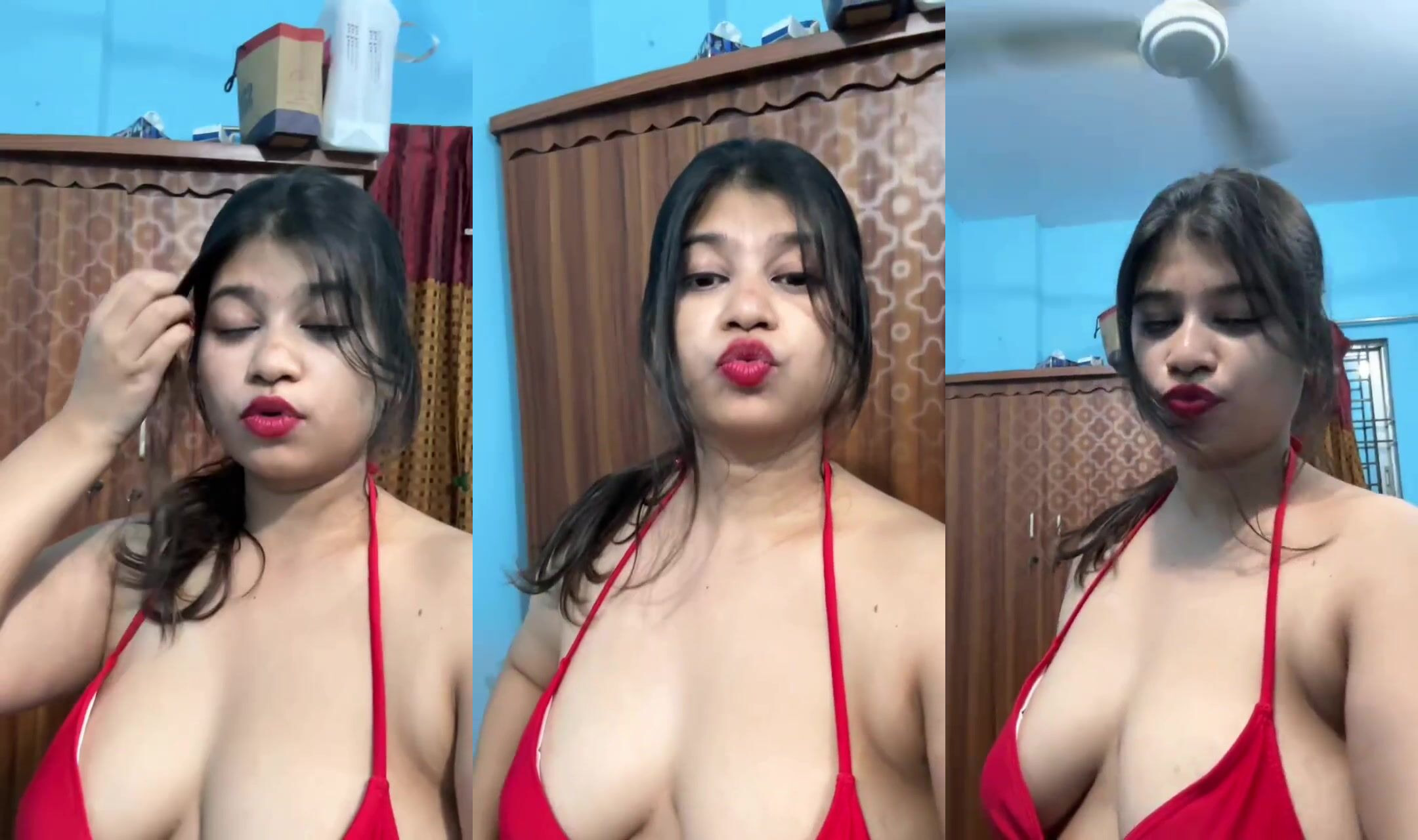 Sexy Indian Babe pouting in red bikini – MMS XXX bf video