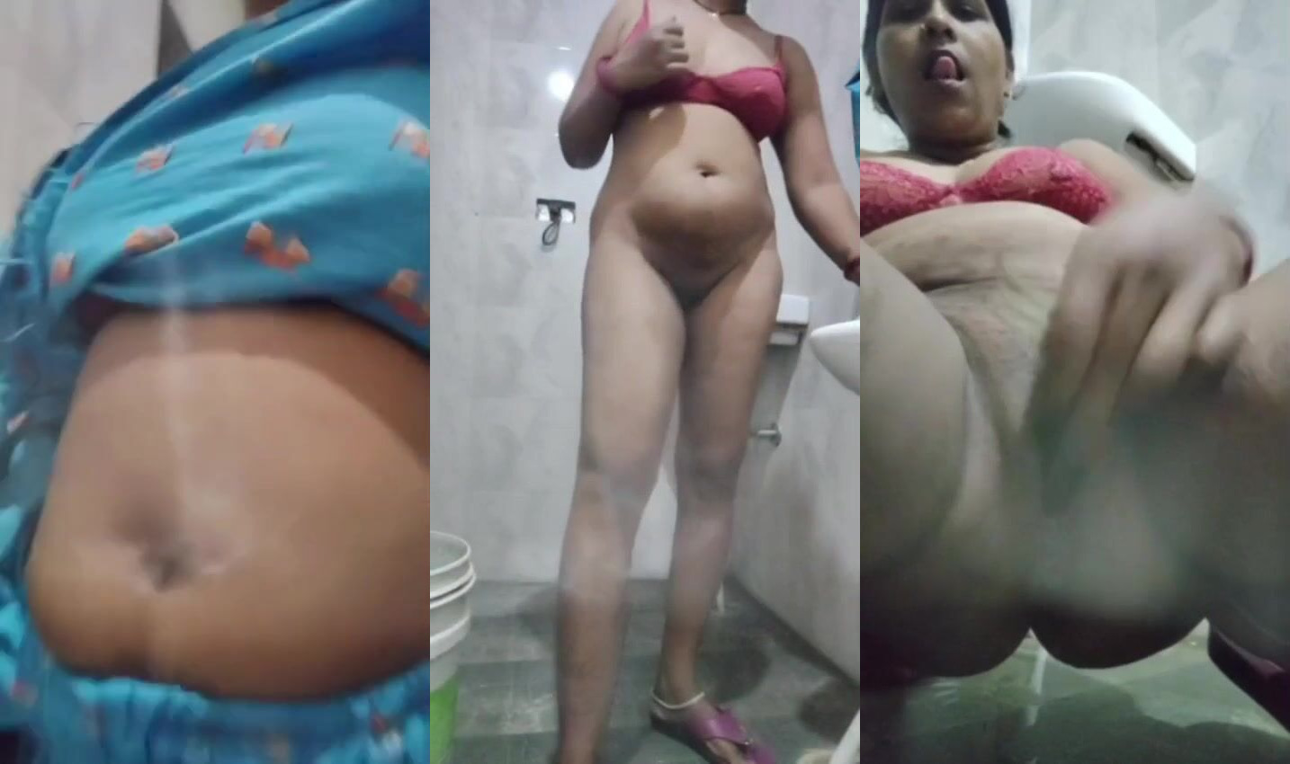 Amateur sex video of an Indian Aunty strips & masturbates