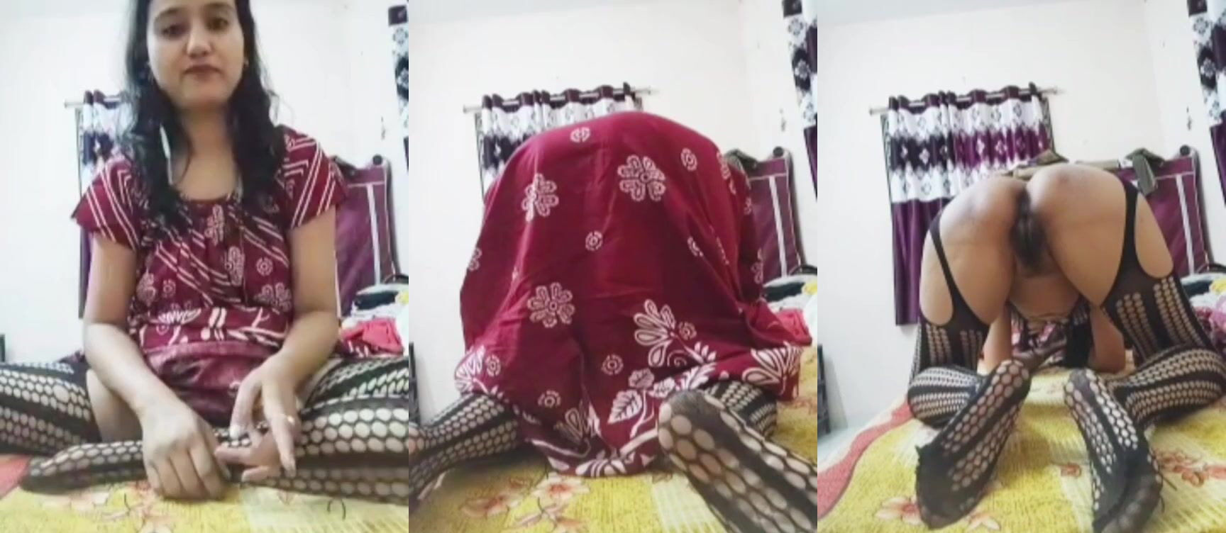 Hot Indian Aunty’s selfie of stripping into a body stocking